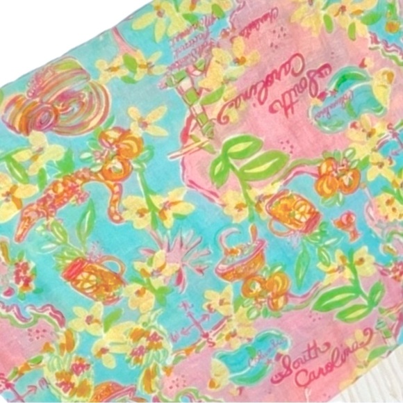 Lilly Pulitzer South Carolina Murfee Scarf 28” x 82” Beautiful Rare Hard To Find - Picture 4 of 7